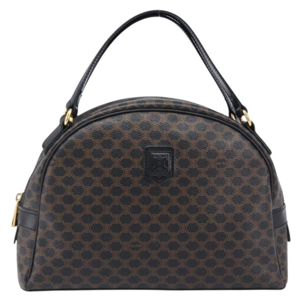 Celine Top Handle Leather Black Pvc Handbag